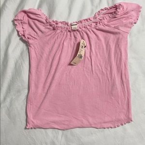 garage baby pink off the shoulder top